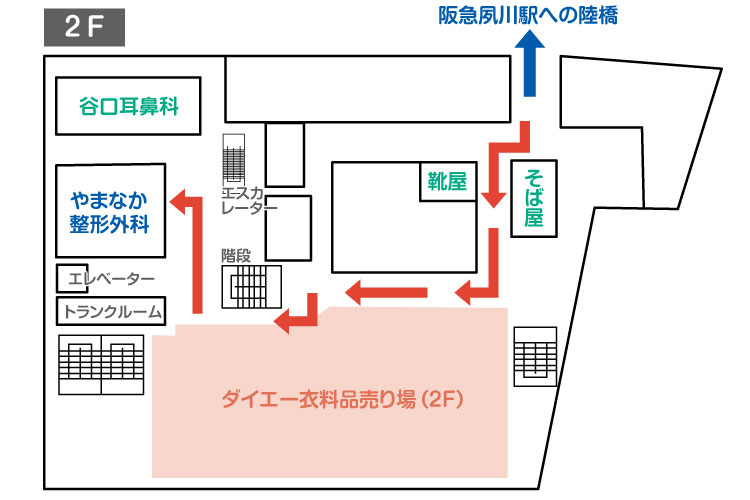 夙川駅前イズミメディカルモール内の案内図